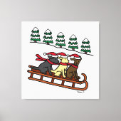 Drie labradors met slanke kerstfeestdag canvas afdruk (Voorkant)