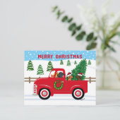Drie Labradors Rode Vrachtwagen Kerstmis Feestdagenkaart (Staand voorkant)