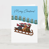 Drie Labradors sleeën glijden sneeuw uitzicht Feestdagen Kaart (Voorkant)