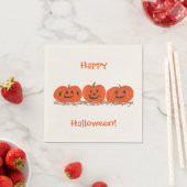 Drie lachende pompoenen Happy Halloween servetten (Insitu)