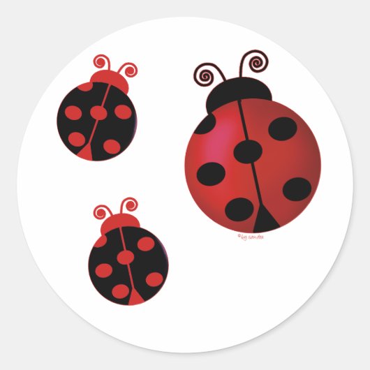 Drie Ladybugs Ronde Sticker (Voorkant)