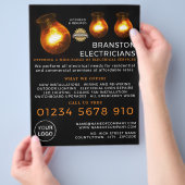 Drie lampen, elektricien Adverteren Flyer (Hand)