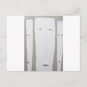 Drie lange gezichten (naïef expressionisme) briefkaart