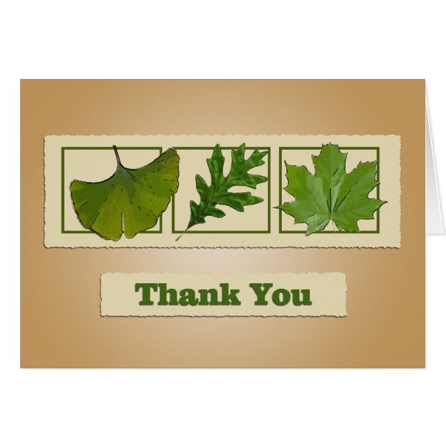 Drie lederen Dank je kaart (Voorkant Horizontaal)