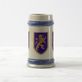 Drie leeuwen op blauwe schilden bierpul (Center)