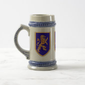 Drie leeuwen op blauwe schilden bierpul (Links)