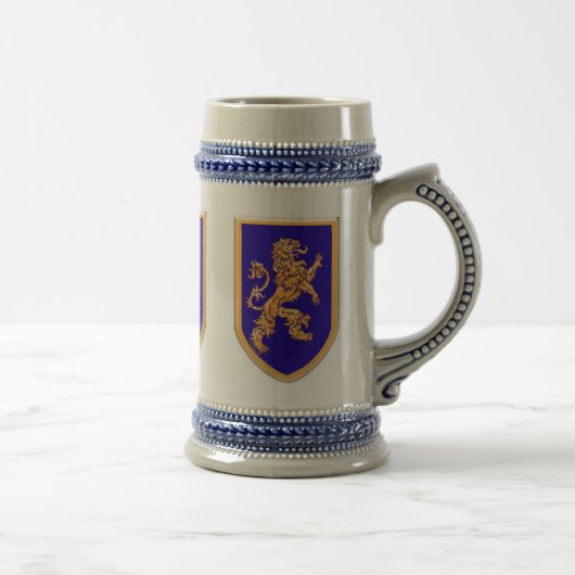Drie leeuwen op blauwe schilden bierpul (Rechts)