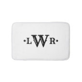 Drie Letter-monogram, aangepast, elegant zwart-wit Badmat (Voorkant)