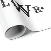 Drie Letter-monogram, aangepast, elegant zwart-wit Cadeaupapier (Rol Hoek)
