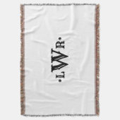 Drie Letter-monogram, aangepast, elegant zwart-wit Deken (Voorkant Verticaal)