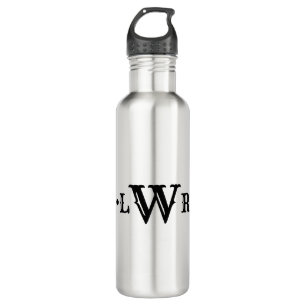 Drie Letter-monogram, aangepast, elegant zwart-wit Waterfles