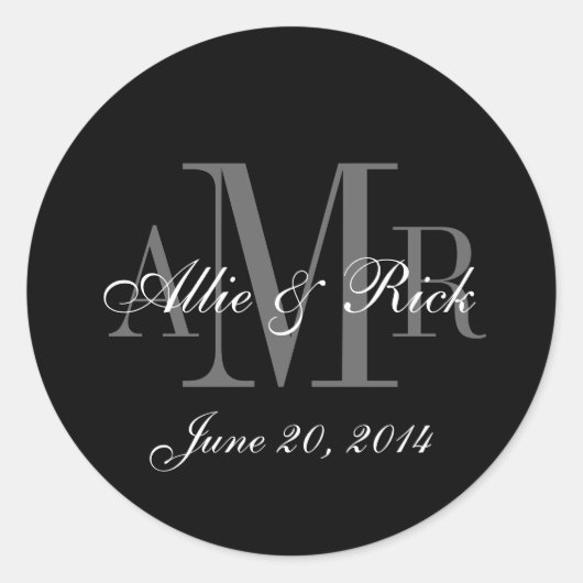 Drie Letter Monogram Namen Bruiloft Favor Labels (Voorkant)