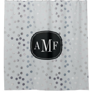 Drie Letter Monogram Zilveren Glitter Stippen op G Douchegordijn