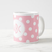 Drie Letter Monogramed Pink en White Polka Dots Jumbo Mok (Voorkant rechts)