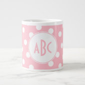 Drie Letter Monogramed Pink en White Polka Dots Jumbo Mok (Voorkant)