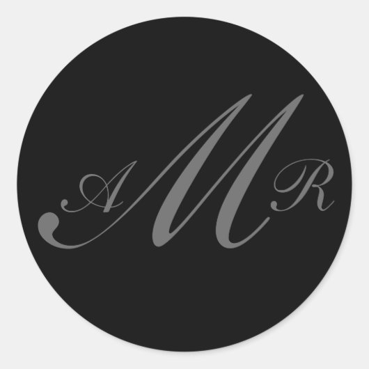 Drie Letters Monogram Bruiloft Sticker (Voorkant)