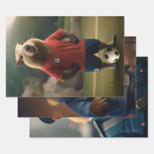 Drie leuke Capybara Afbeeldingen, Inpakpapier Vel
