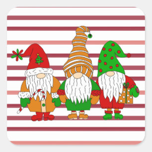 Drie leuke kerstcadeautjes feestdag vierkante sticker