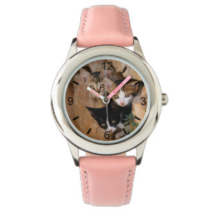 Drie Leuke Nieuwsgierige Kattenkatjes Grappig, wij Horloge