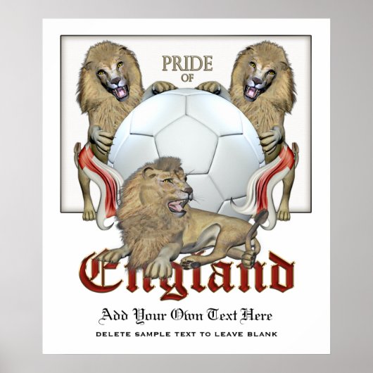 Drie Lions Pride of England Football Poster (Voorkant)