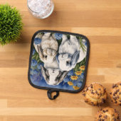 Drie Little Lop Bunny Rabbits Oven Mitt & Pot Hol Pannenlap (Top down)