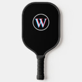 Drie Logo Monogram zwarte Pickleball Paddle (Achterkant)