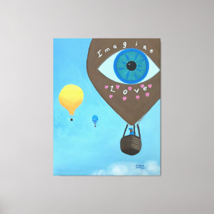 Drie luchtballonnen voor een liefdesbekapte doek canvas afdruk