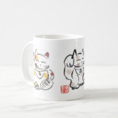 Drie Lucky Cats Cup Koffiemok (Voorkant links)