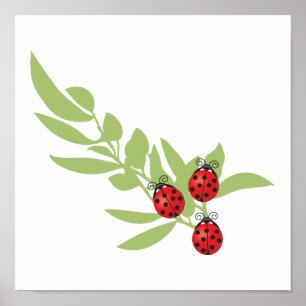 Drie Lucky Ladybugs Poster