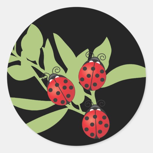 Drie Lucky Ladybugs Ronde Sticker (Voorkant)
