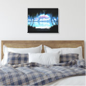 Drie maanbaai (dag) canvas afdruk (Insitu (Slaapkamer))
