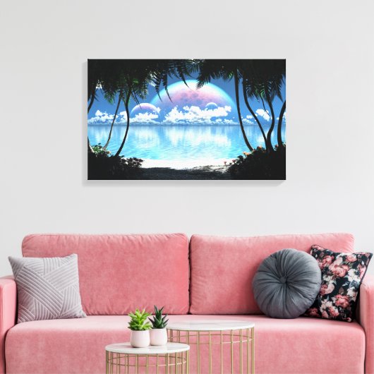 Drie maanbaai (dag) canvas afdruk (Insitu (Woonkamer))