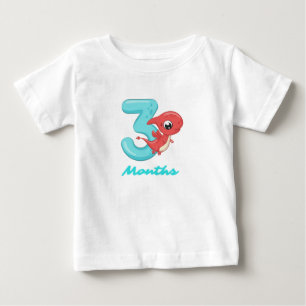 Drie maanden cute dinosaur Baby T-shirt