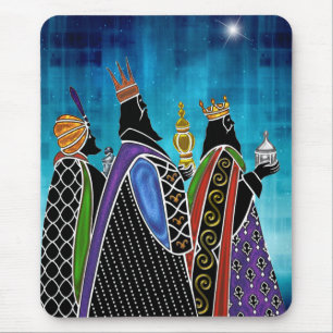 Drie Magi Bearing Gifts onder Starry Sky Muismat