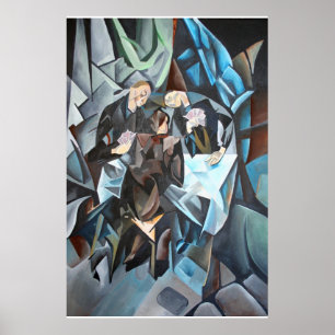 Drie Mannen die passen op geometrische kunst na Ro Poster