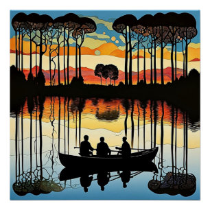 Drie mannen in een boot perfect poster