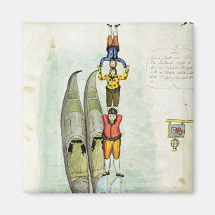 Drie mannen in evenwicht op twee gondels, 1772 magneet