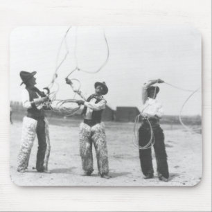 Drie mannen lassoing. muismat