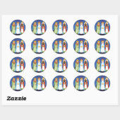 Drie Mannen Ronde Sticker (Vel)
