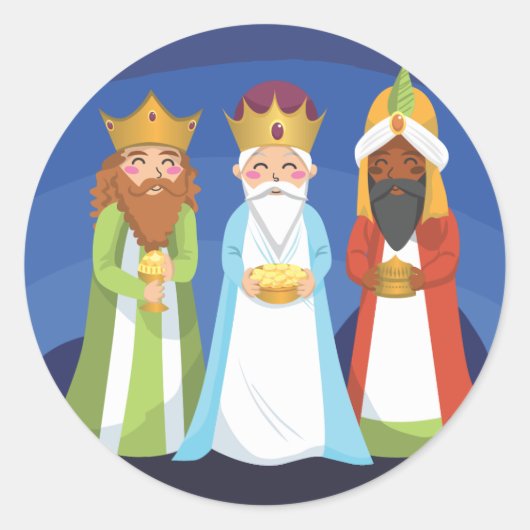 Drie Mannen Ronde Sticker (Voorkant)