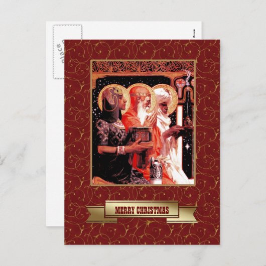 Drie Mannen van Wise. Christmas Feestdagenkaart (Voorkant / Achterkant)