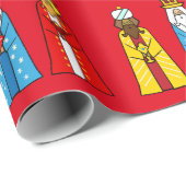 Drie Mannen Wise op Red Cadeaupapier (Rol Hoek)