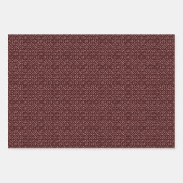 Drie Maroon & Wit Designer Wrapping Sheets Set Inpakpapier Vel