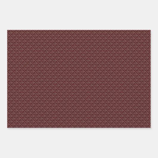 Drie Maroon & Wit Designer Wrapping Sheets Set Inpakpapier Vel (Voorkant)