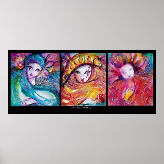 DRIE MASKS/Venetiaanse carnavalzijde Poster (Voorkant)