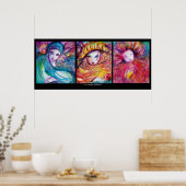 DRIE MASKS/Venetiaanse carnavalzijde Poster (Keuken)