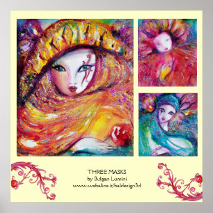 DRIE MASKS/Venetiaanse carnavalzijde Poster