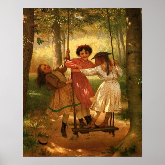 Drie Meisjes op een Swing Poster (Voorkant)