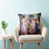 Drie meisjes spelen in een tuin kussen (Stoel)