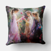 Drie meisjes spelen in een tuin kussen (Achterkant)